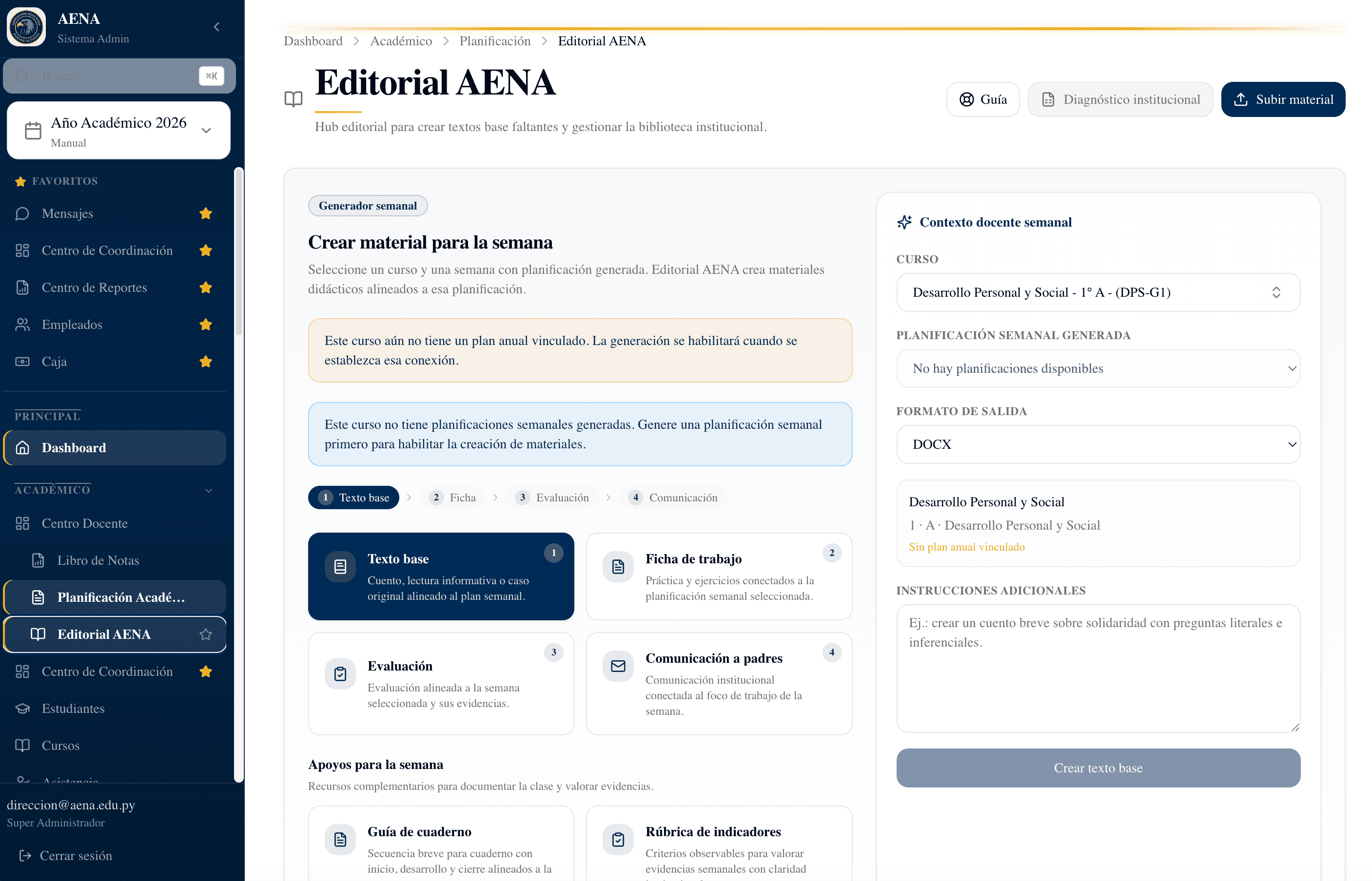 AULA — Motor de planificación académica con contexto institucional